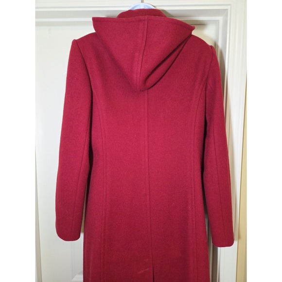 Vtg 80s 90s Jones New‎ York Hooded Long Coat Womens 6 Red 100% Wool USA STUNNING - Picture 4 of 15
